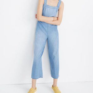 Madewell Denim Apron Bow-Back Jumpsuit Ronda Wash Sz 14 J1945